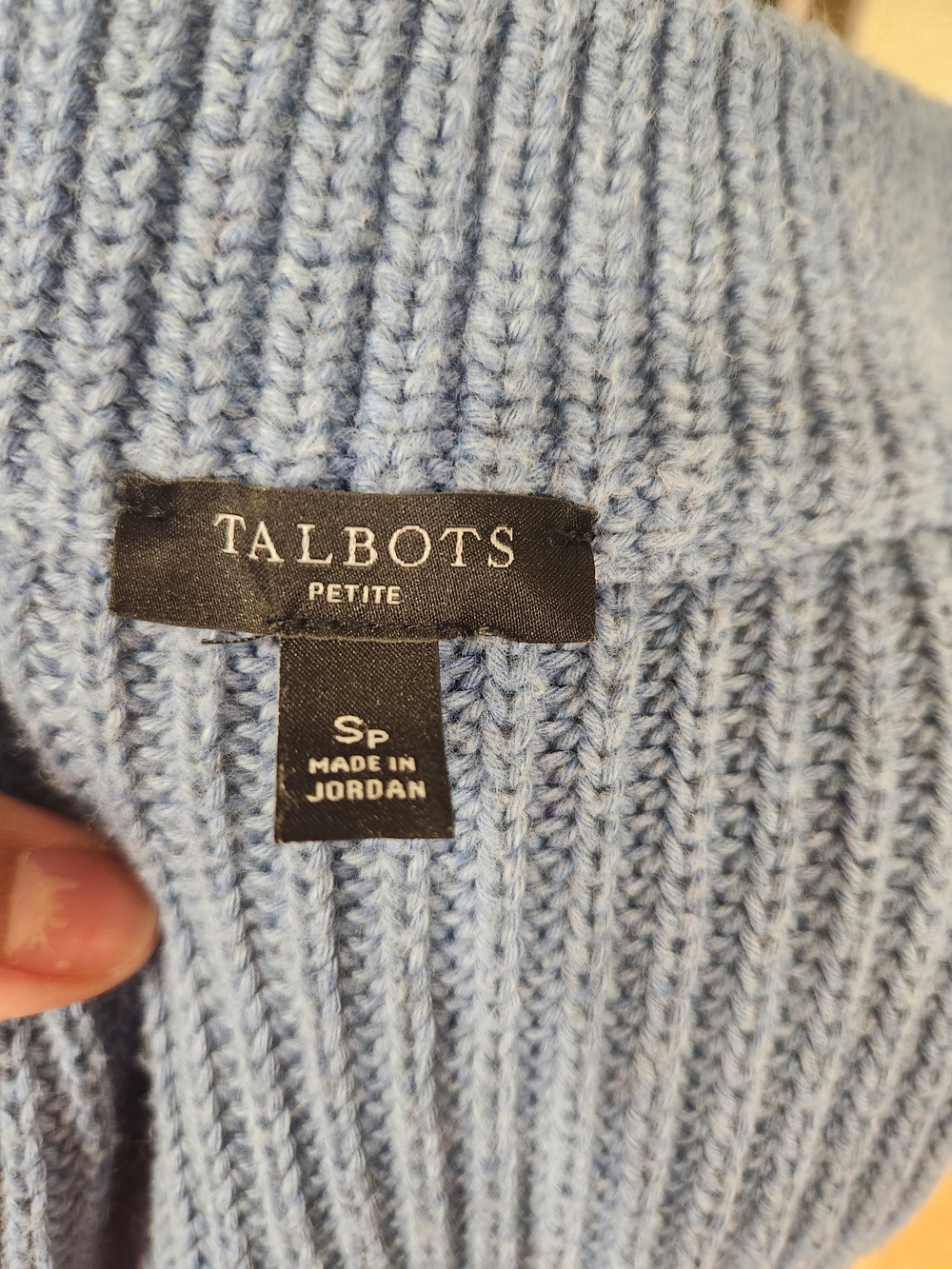 Talbots Light Blue Ribbed Cowl-Neck Sweater - Picture 2 of 6